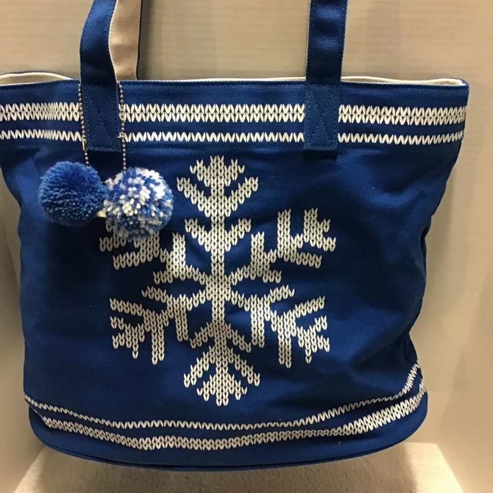 NEW Tote Bag Blue White Snowflake Tote Bag